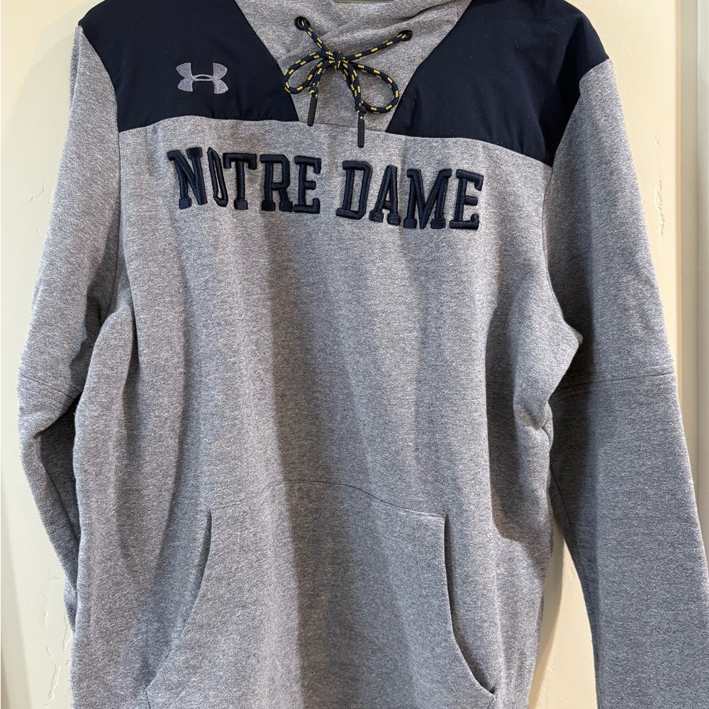 Notre Dame Under Armour Blue and Gray ColdGear Hoodie